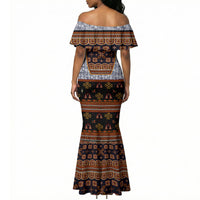 Cameroon Toghu Ethnic Heritage Mermaid Dress Traditional Bamenda Embroidery Style - African Tribal Motifs