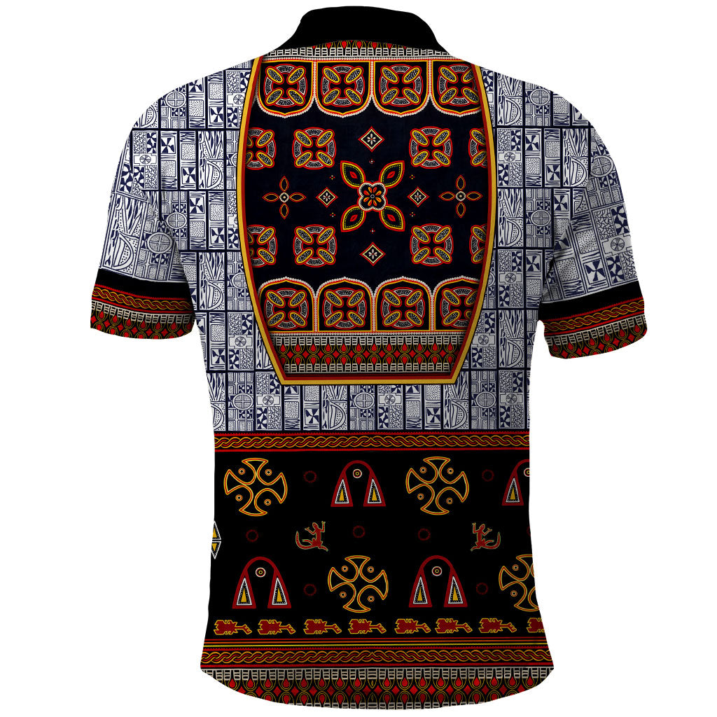 Cameroon Toghu Ethnic Heritage Polo Shirt Traditional Bamenda Embroidery Style - African Tribal Motifs