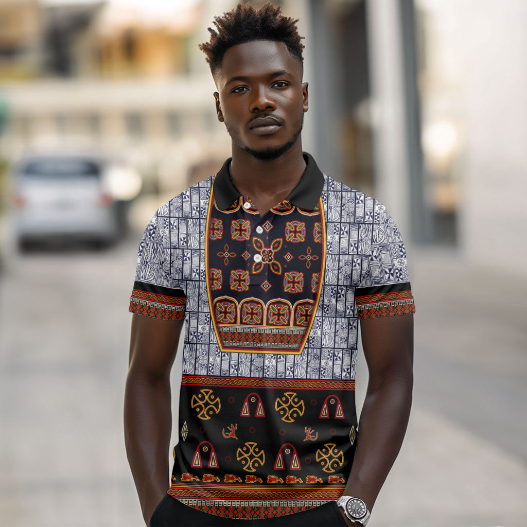 Cameroon Toghu Ethnic Heritage Polo Shirt Traditional Bamenda Embroidery Style - African Tribal Motifs