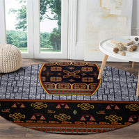 Cameroon Toghu Ethnic Heritage Round Carpet Traditional Bamenda Embroidery Style - African Tribal Motifs