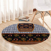 Cameroon Toghu Ethnic Heritage Round Carpet Traditional Bamenda Embroidery Style - African Tribal Motifs