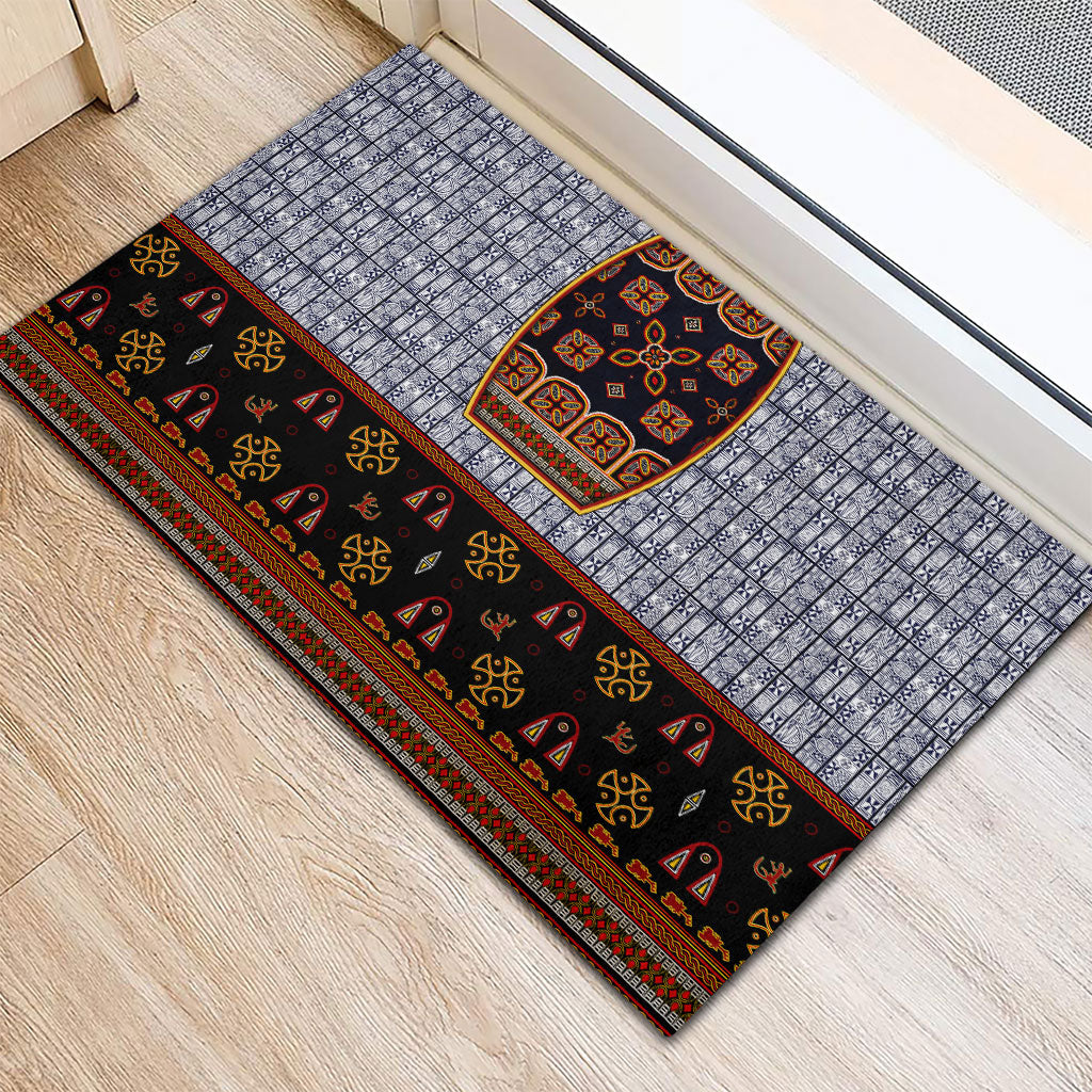Cameroon Toghu Ethnic Heritage Rubber Doormat Traditional Bamenda Embroidery Style - African Tribal Motifs