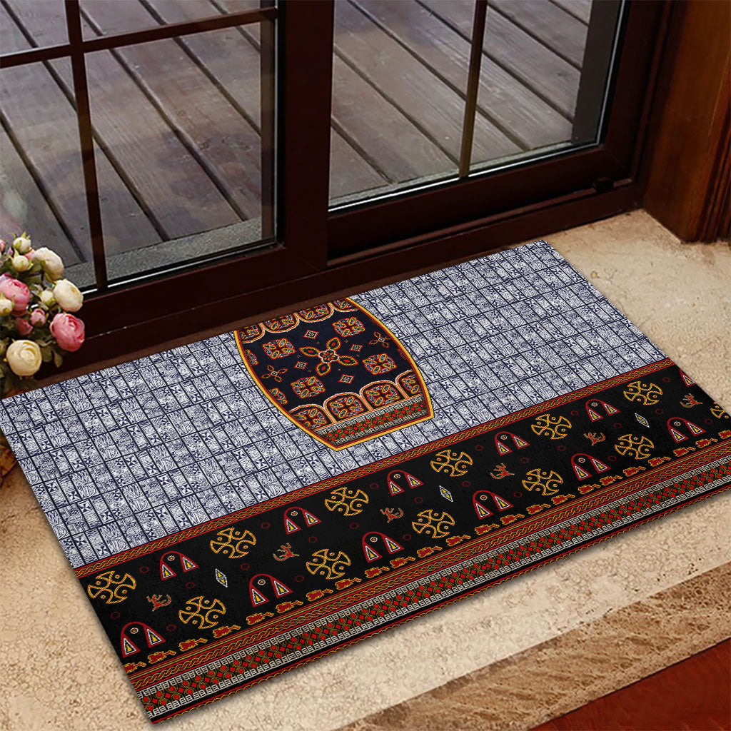 Cameroon Toghu Ethnic Heritage Rubber Doormat Traditional Bamenda Embroidery Style - African Tribal Motifs