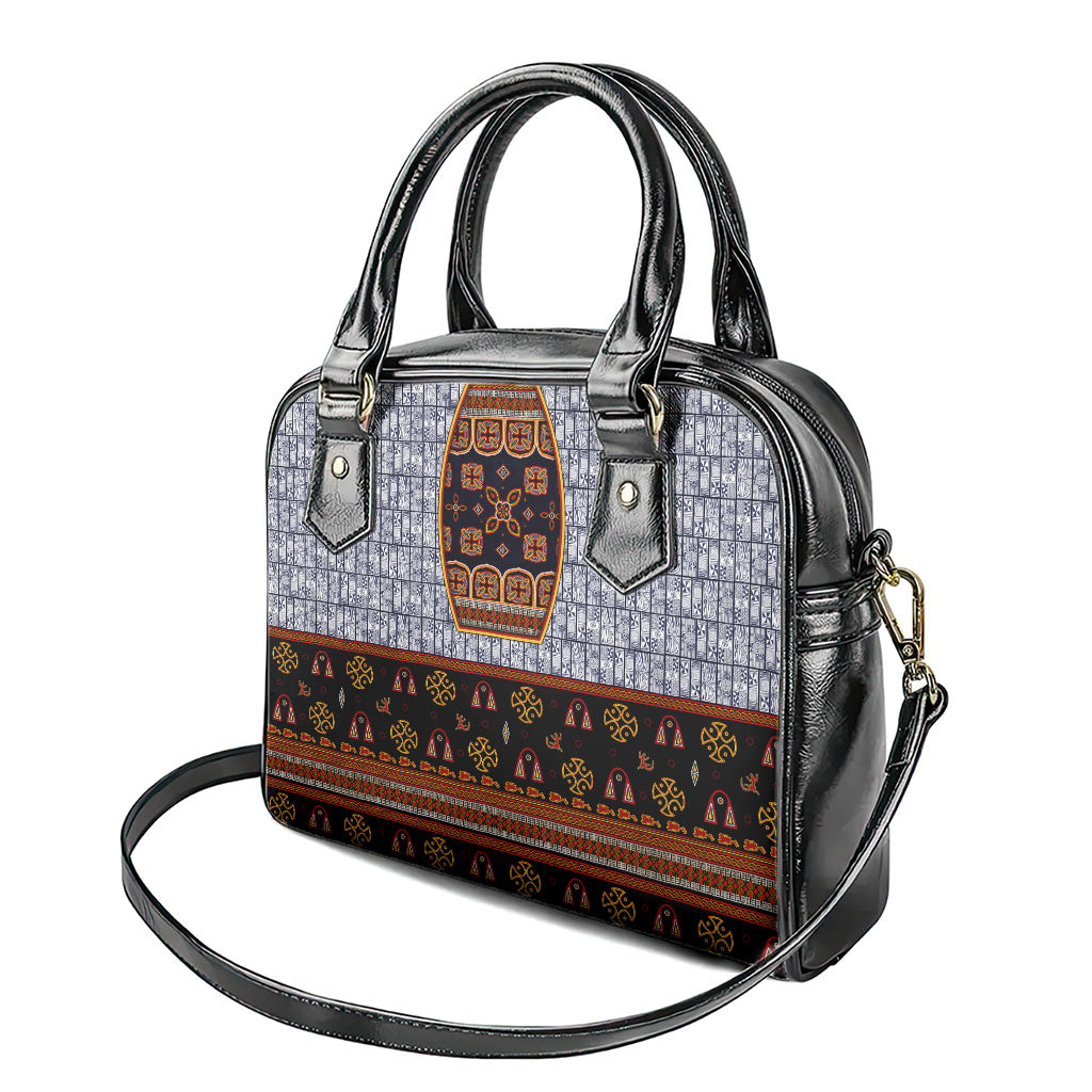 Cameroon Toghu Ethnic Heritage Shoulder Handbag Traditional Bamenda Embroidery Style - African Tribal Motifs