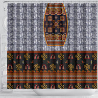 Cameroon Toghu Ethnic Heritage Shower Curtain Traditional Bamenda Embroidery Style - African Tribal Motifs