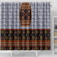 Cameroon Toghu Ethnic Heritage Shower Curtain Traditional Bamenda Embroidery Style - African Tribal Motifs