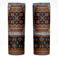 Cameroon Toghu Ethnic Heritage Skinny Tumbler Traditional Bamenda Embroidery Style - African Tribal Motifs