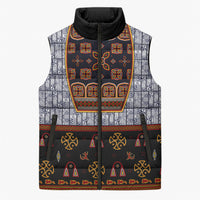 Cameroon Toghu Ethnic Heritage Sleeveless Puffer Jacket Traditional Bamenda Embroidery Style - African Tribal Motifs