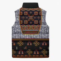 Cameroon Toghu Ethnic Heritage Sleeveless Puffer Jacket Traditional Bamenda Embroidery Style - African Tribal Motifs