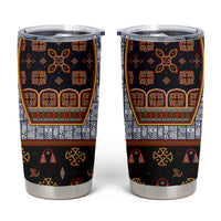 Cameroon Toghu Ethnic Heritage Tumbler Cup Traditional Bamenda Embroidery Style - African Tribal Motifs