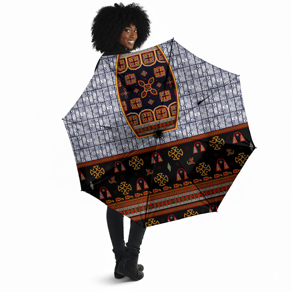Cameroon Toghu Ethnic Heritage Umbrella Traditional Bamenda Embroidery Style - African Tribal Motifs