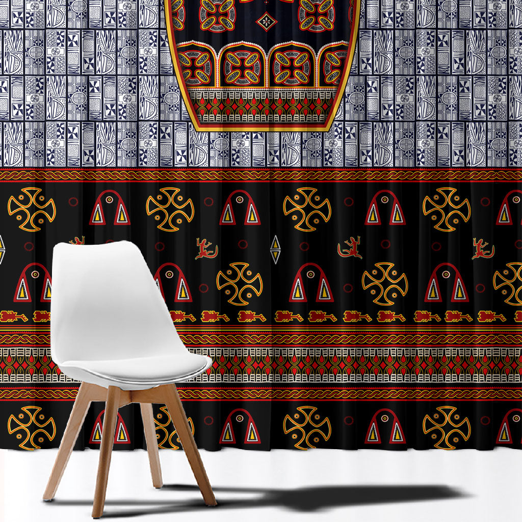 Cameroon Toghu Ethnic Heritage Window Curtain Traditional Bamenda Embroidery Style - African Tribal Motifs