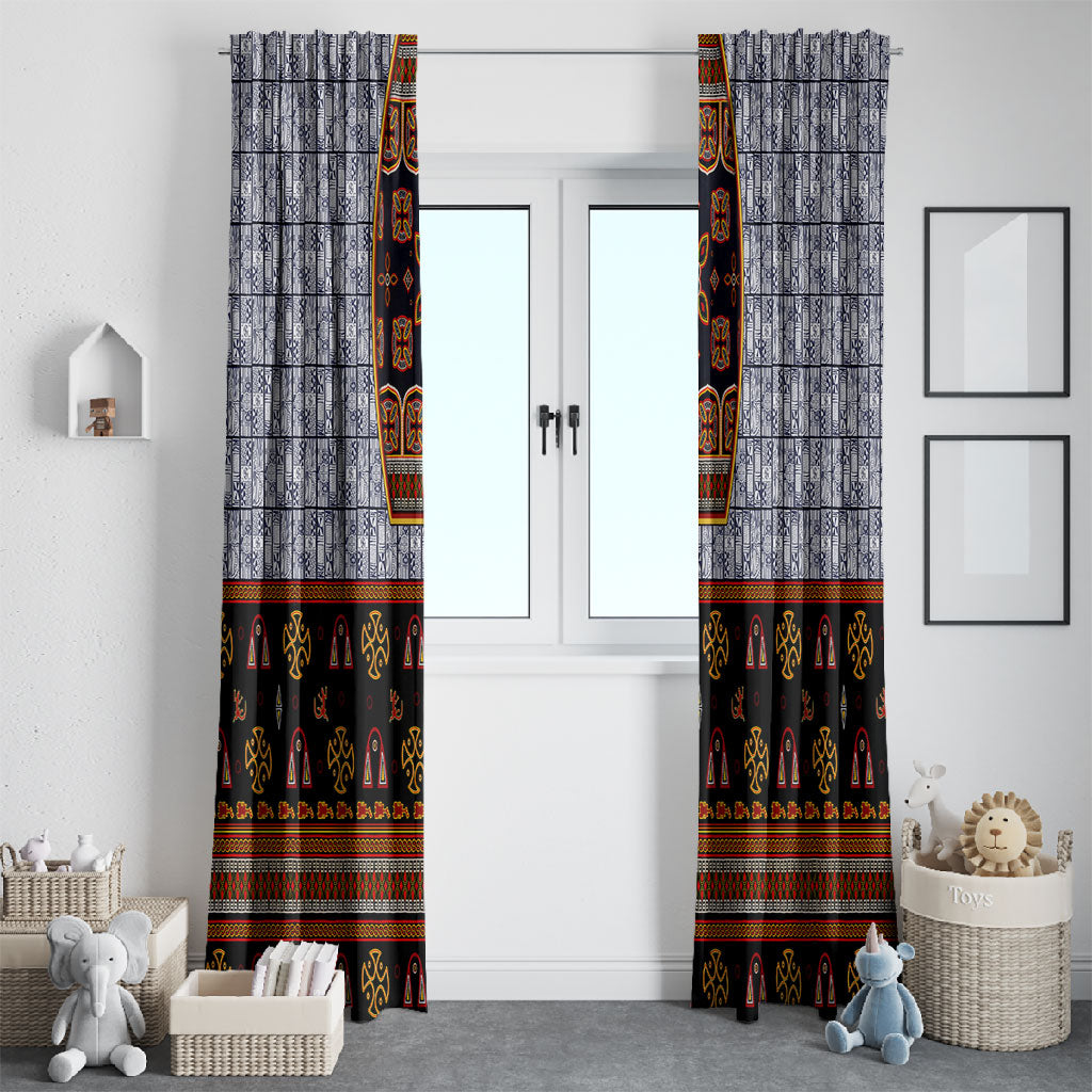 Cameroon Toghu Ethnic Heritage Window Curtain Traditional Bamenda Embroidery Style - African Tribal Motifs