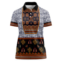Cameroon Toghu Ethnic Heritage Women Polo Shirt Traditional Bamenda Embroidery Style - African Tribal Motifs