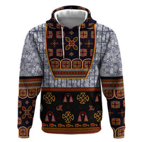 Cameroon Toghu Ethnic Heritage Zip Hoodie Traditional Bamenda Embroidery Style - African Tribal Motifs