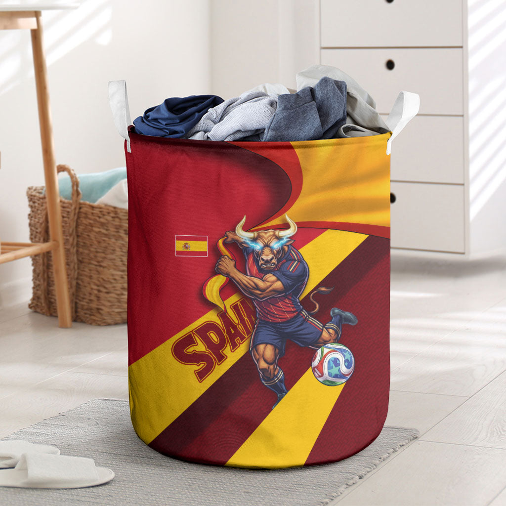 Spain Football Laundry Basket Spanish Soccer Team Flag Bull Mascot