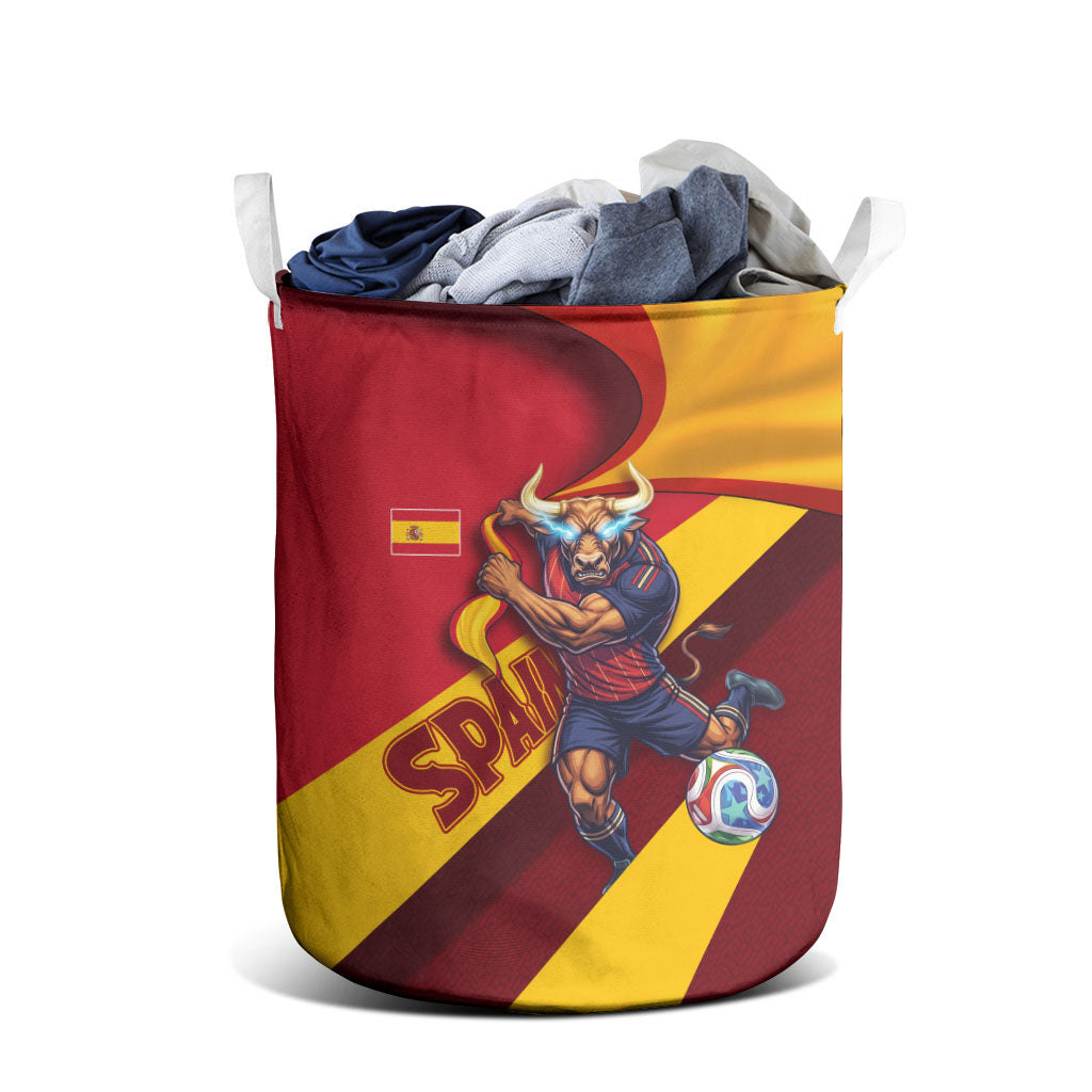 Spain Football Laundry Basket Spanish Soccer Team Flag Bull Mascot