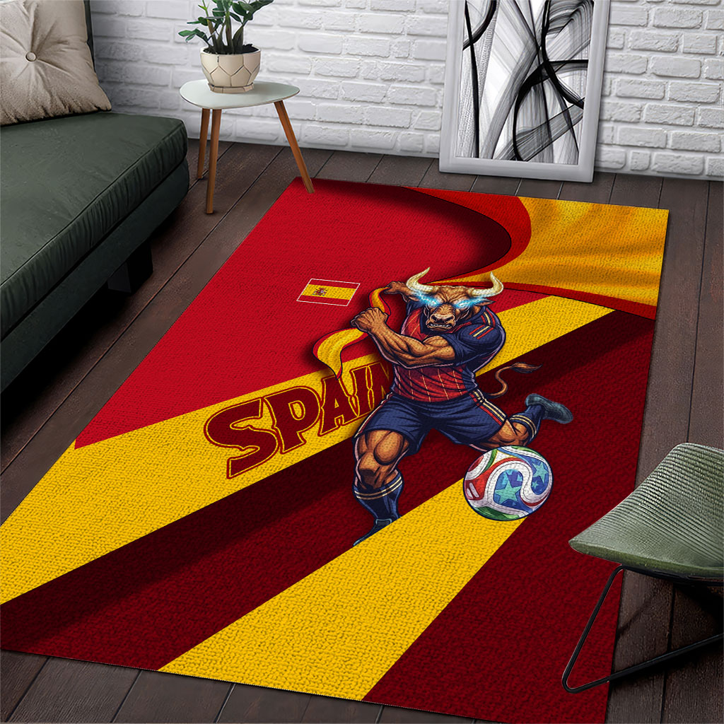 Spain Football Area Rug Spanish Soccer Team Flag Bull Mascot