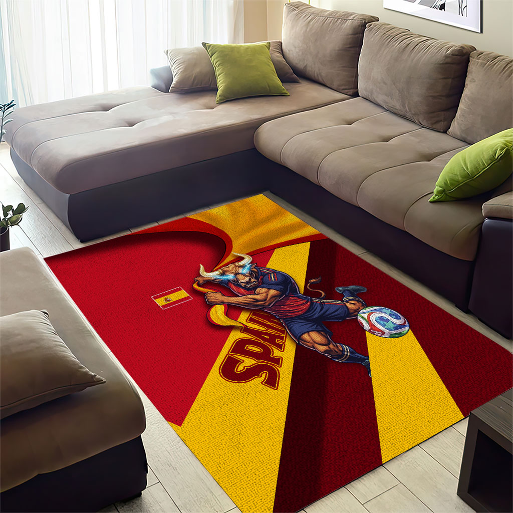 Spain Football Area Rug Spanish Soccer Team Flag Bull Mascot