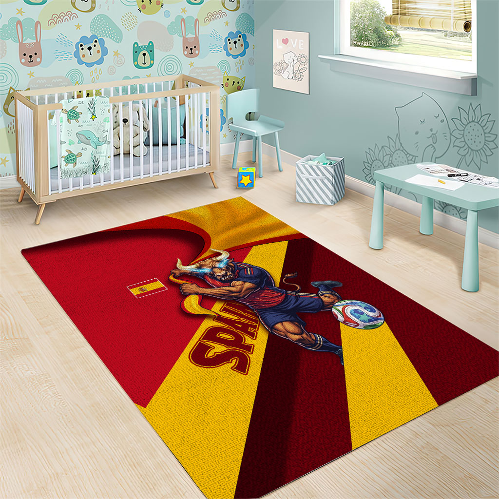 Spain Football Area Rug Spanish Soccer Team Flag Bull Mascot
