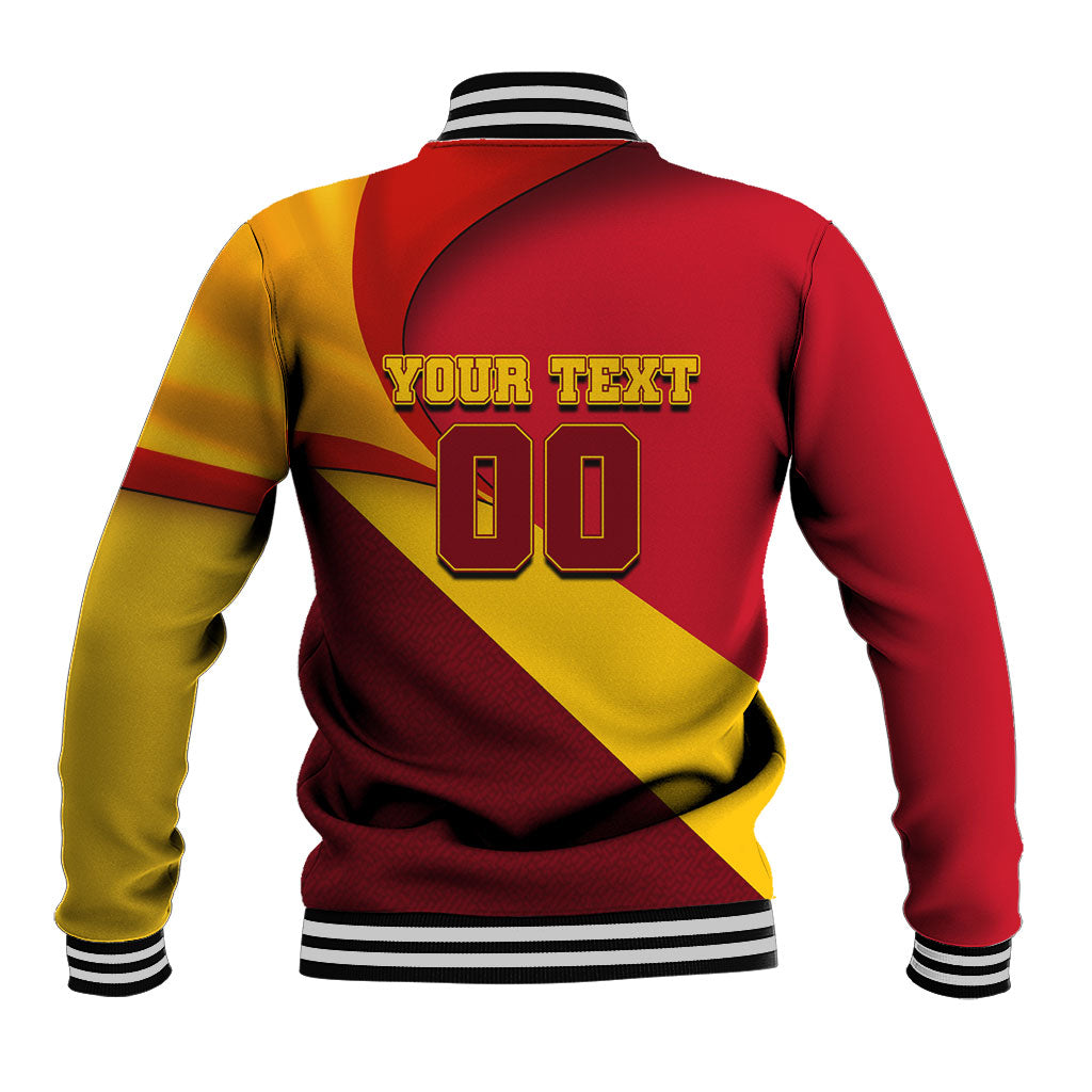 Personalized Spain Football Baseball Jacket Spanish Soccer Team Flag Bull Mascot