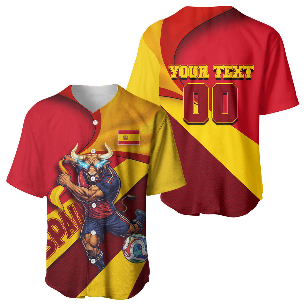 Personalized Spain Football Baseball Jersey Spanish Soccer Team Flag Bull Mascot