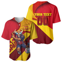 Personalized Spain Football Baseball Jersey Spanish Soccer Team Flag Bull Mascot