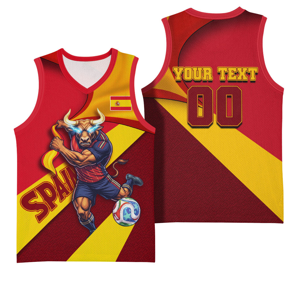 Personalized Spain Football Basketball Jersey Spanish Soccer Team Flag Bull Mascot