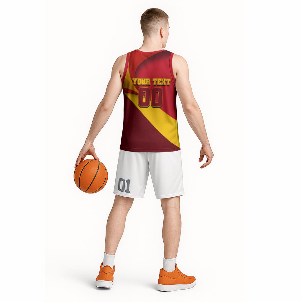 Personalized Spain Football Basketball Jersey Spanish Soccer Team Flag Bull Mascot