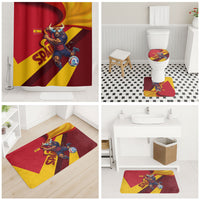 Spain Football Bathroom Set Spanish Soccer Team Flag Bull Mascot