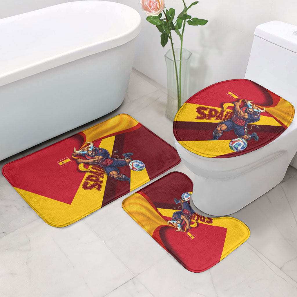 Spain Football Bathroom Set Spanish Soccer Team Flag Bull Mascot