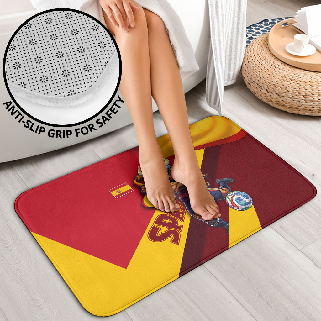 Spain Football Bathroom Set Spanish Soccer Team Flag Bull Mascot