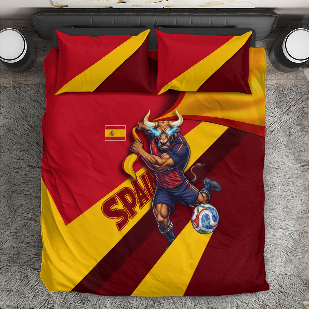 Spain Football Bedding Set Spanish Soccer Team Flag Bull Mascot