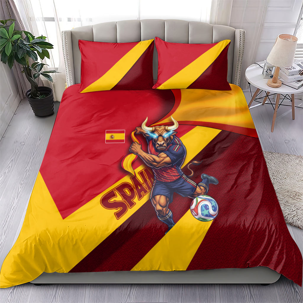 Spain Football Bedding Set Spanish Soccer Team Flag Bull Mascot