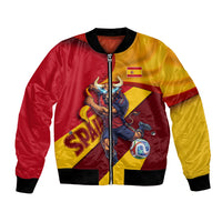 Personalized Spain Football Bomber Jacket Spanish Soccer Team Flag Bull Mascot