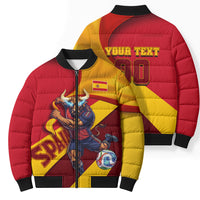 Personalized Spain Football Bomber Puffer Jacket Spanish Soccer Team Flag Bull Mascot