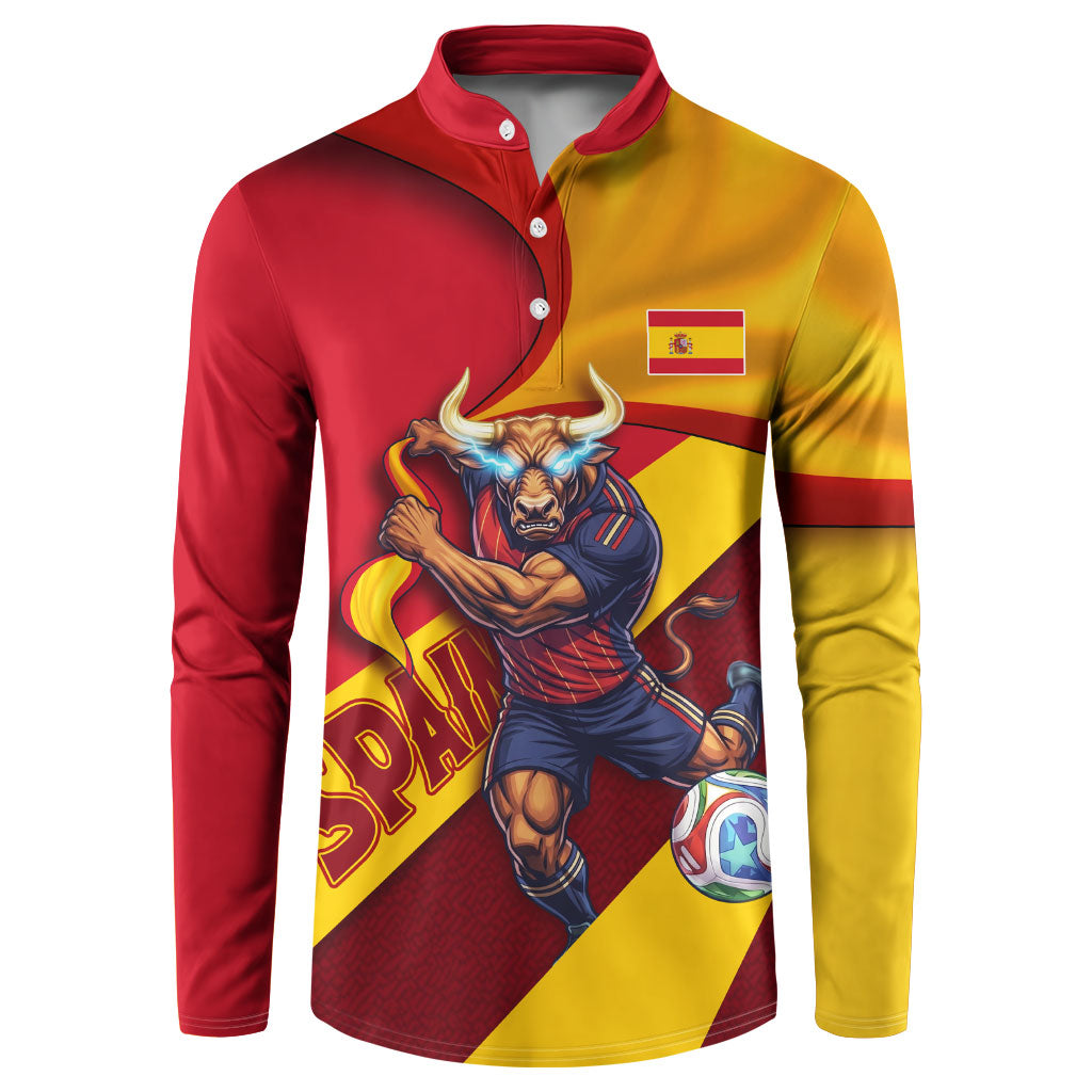 Personalized Spain Football Button Sweatshirt Spanish Soccer Team Flag Bull Mascot