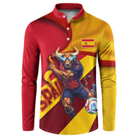 Personalized Spain Football Button Sweatshirt Spanish Soccer Team Flag Bull Mascot
