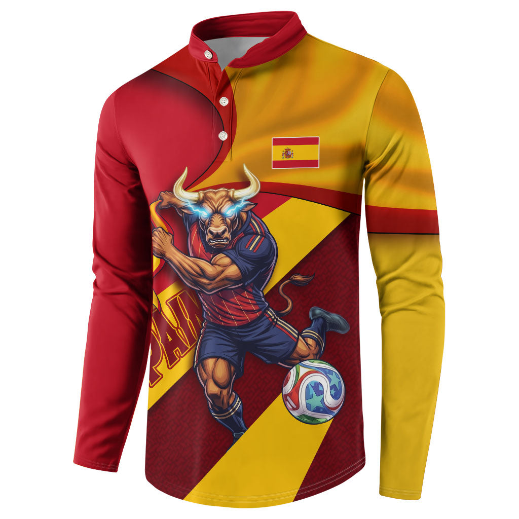 Personalized Spain Football Button Sweatshirt Spanish Soccer Team Flag Bull Mascot