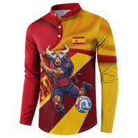 Personalized Spain Football Button Sweatshirt Spanish Soccer Team Flag Bull Mascot