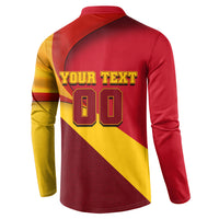 Personalized Spain Football Button Sweatshirt Spanish Soccer Team Flag Bull Mascot