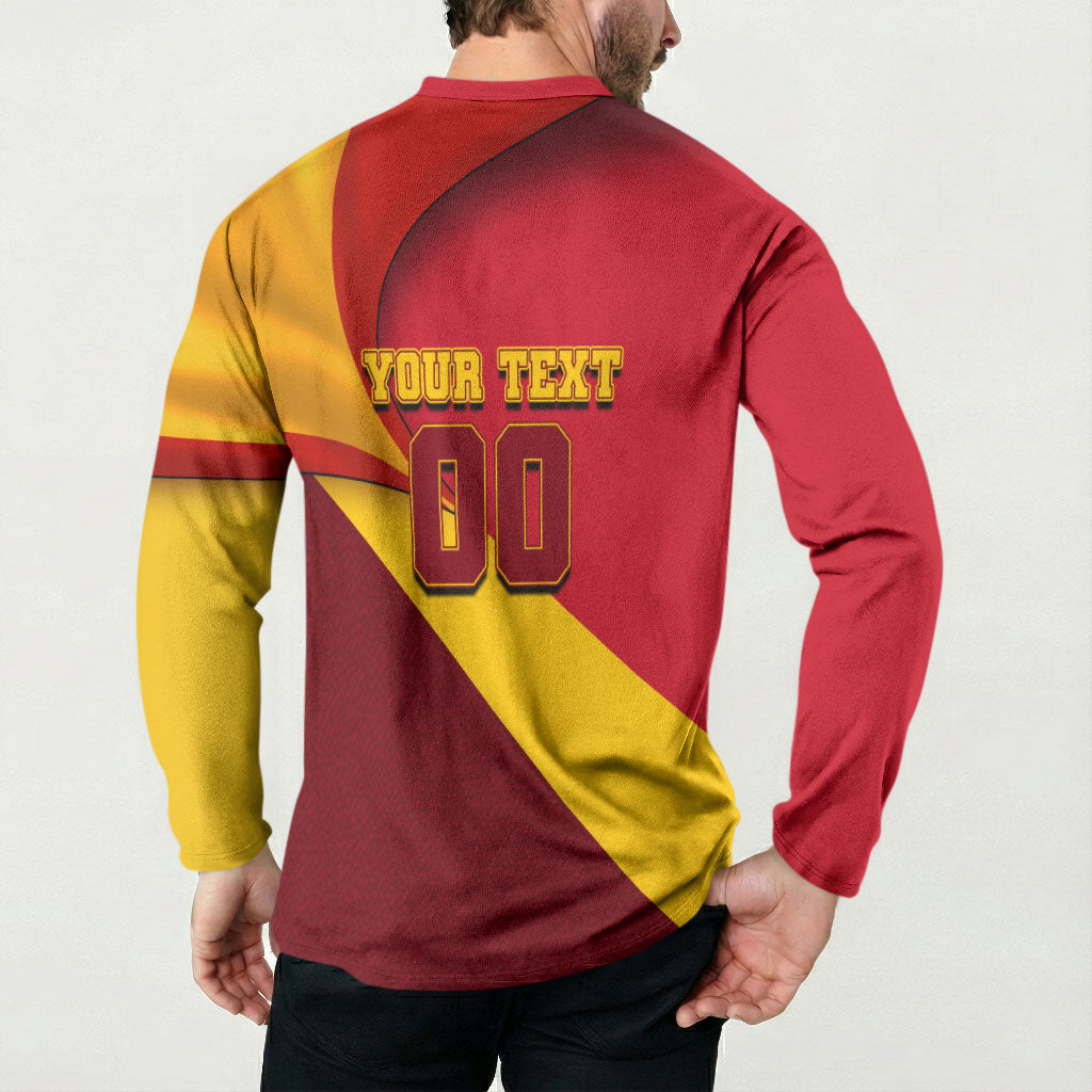 Personalized Spain Football Button Sweatshirt Spanish Soccer Team Flag Bull Mascot
