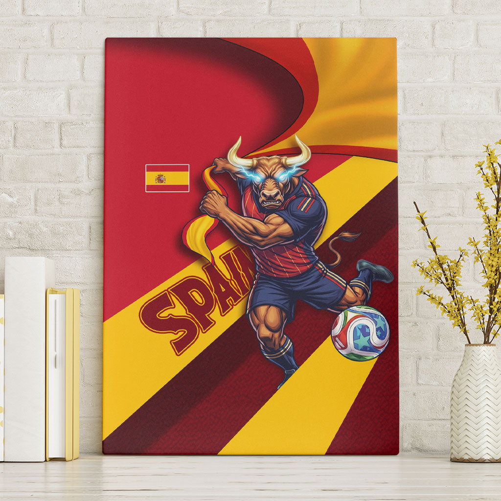 Spain Football Canvas Wall Art Spanish Soccer Team Flag Bull Mascot