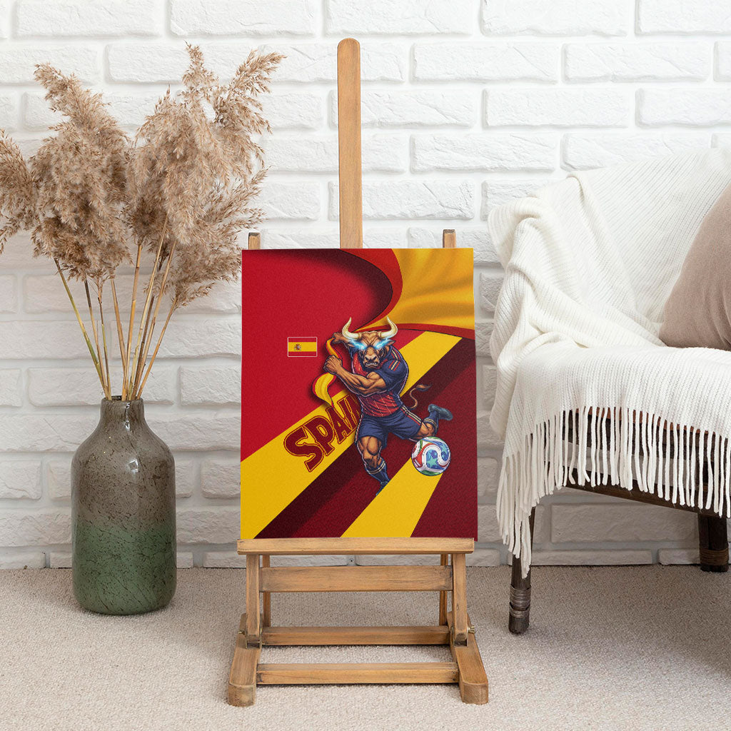 Spain Football Canvas Wall Art Spanish Soccer Team Flag Bull Mascot