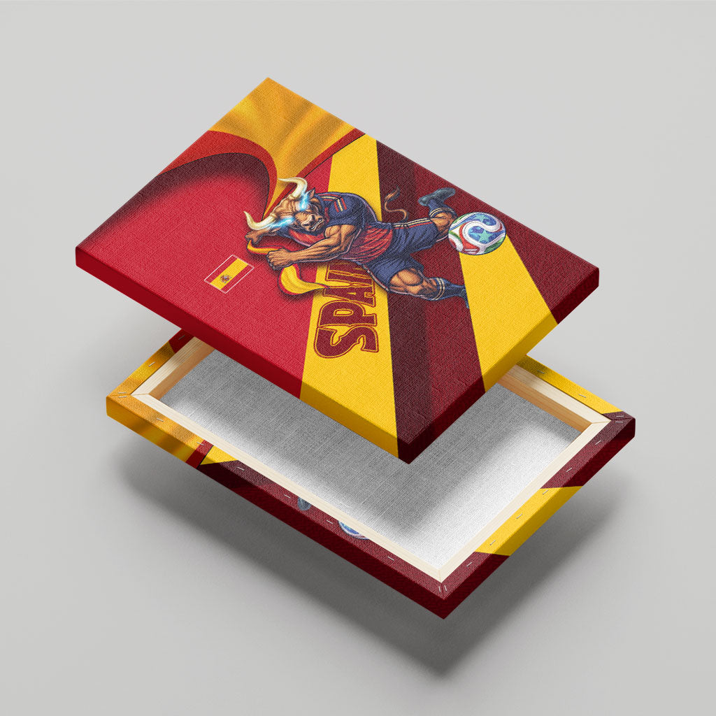 Spain Football Canvas Wall Art Spanish Soccer Team Flag Bull Mascot
