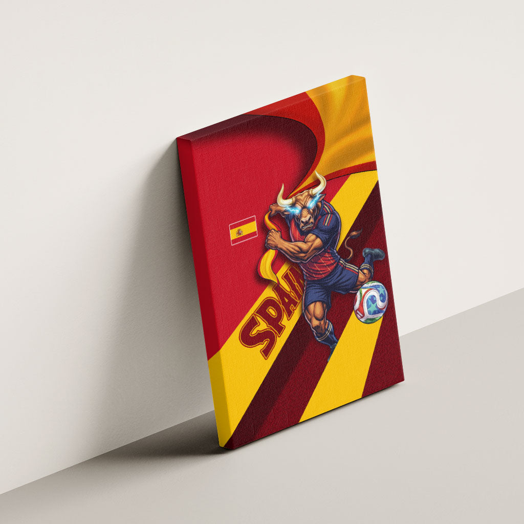 Spain Football Canvas Wall Art Spanish Soccer Team Flag Bull Mascot