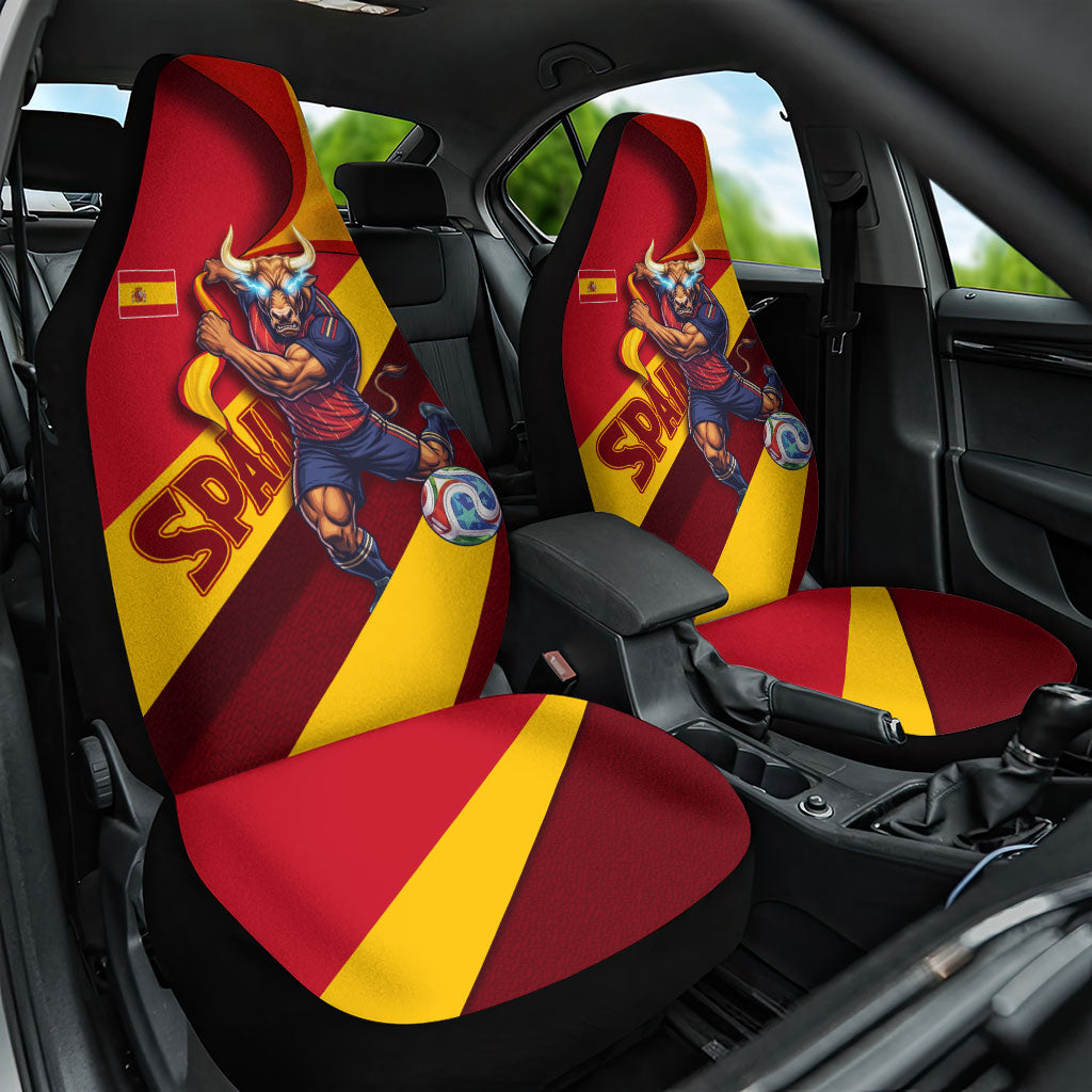 Spain Football Car Seat Cover Spanish Soccer Team Flag Bull Mascot