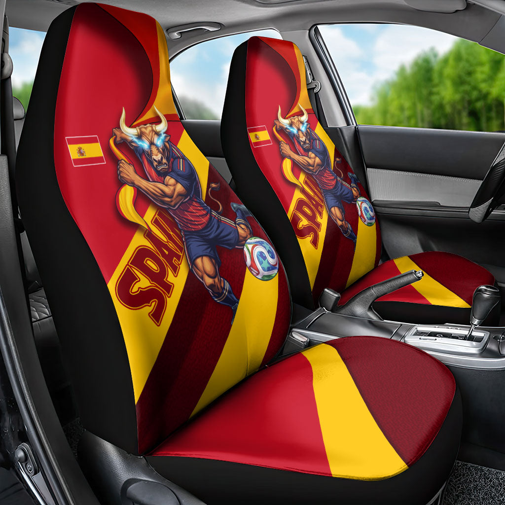 Spain Football Car Seat Cover Spanish Soccer Team Flag Bull Mascot