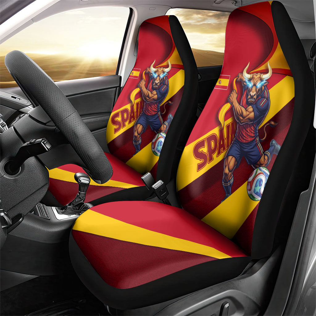 Spain Football Car Seat Cover Spanish Soccer Team Flag Bull Mascot