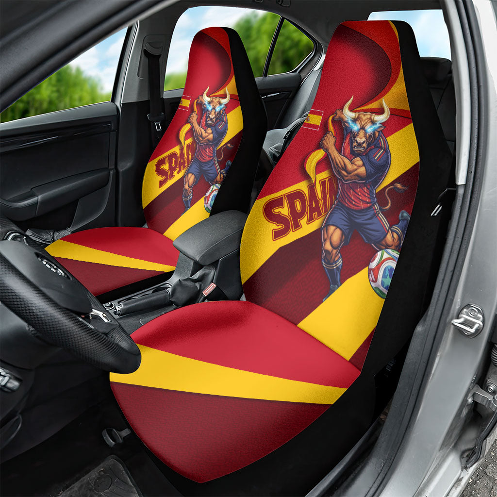 Spain Football Car Seat Cover Spanish Soccer Team Flag Bull Mascot